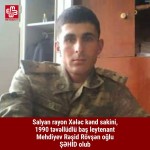 Убитый азербайджанский военнослужащий Мехдиев Решид Ровшан оглу (Mehdiyev Rəşid Rövşən oğlu)