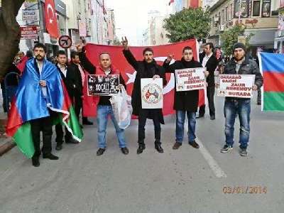 Ադրբեջանցիների ցույցը՝ Թուրքիայի Մերսին քաղաքում 