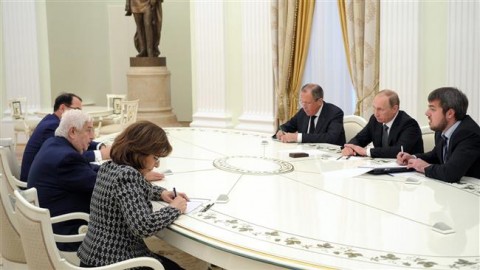 Սիրիայի արտգործնախարար Վալիդ Մուալեմի հանդիպումը ՌԴ նախագահ Վլադիմիրի Պուտինի և արգործնախարար Սերգեյ Լավրովի հետ