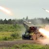 Գրադ համազարկային կրակի ռեակտիվ կայանը կրակելիս Նկարը՝ ՌԴ ՊՆ-ի