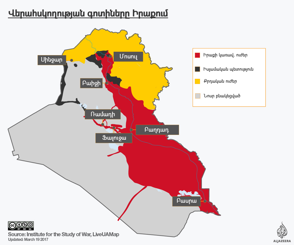Վերահսկողության գոտիները Իրաքի տարածքում (19 մարտի 2017թ. դրությամբ)