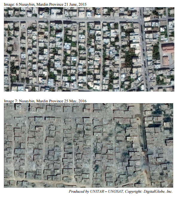 Թուրքիայի Մարդին նահանգի Նուսայբին գավառ շինությունների տեսքը 2015-ի հունիս — 2016-ի մայիսի ընթացքում