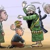 ԻՊ «ուղեղներ լվանալու» քաղաքականություն. ծաղրանկար. աղբյուր՝ http://heavy.com/news/2015/05/iran-isis-isil-islamic-state-daesh-cartoon-caricature-contest-entries-photos/6/
