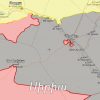 Կարմիրով նշված են Սիրիայի կառավարական ուժերի վերահսկողության տակ գտնվող տարածնքները, դեղինով՝ քրդական ուժերի, մոխրագույնով՝ ԻՊ. 7/27/2017