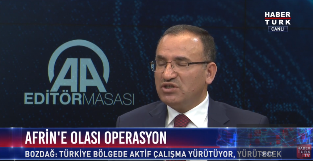 Թուրքիայի փոխվարչապետը խոսում է Աֆրինում հնարավոր գործողությունների մասին