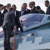 ՌԴ նախագահ Պուտինը և Թուրքիայի նախագահ Էրդողանը ավիացուցահանդեսի ընթացքում նայում են Սու-57-ը